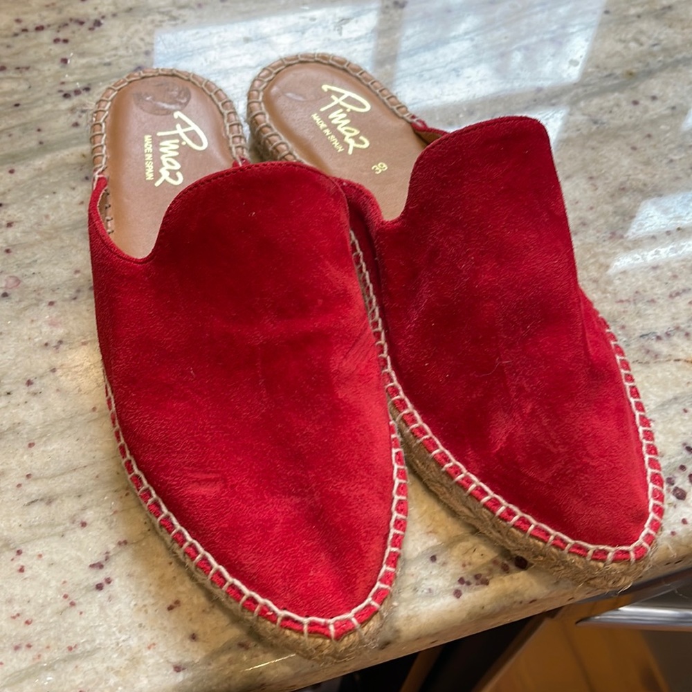 Red Suede Mules